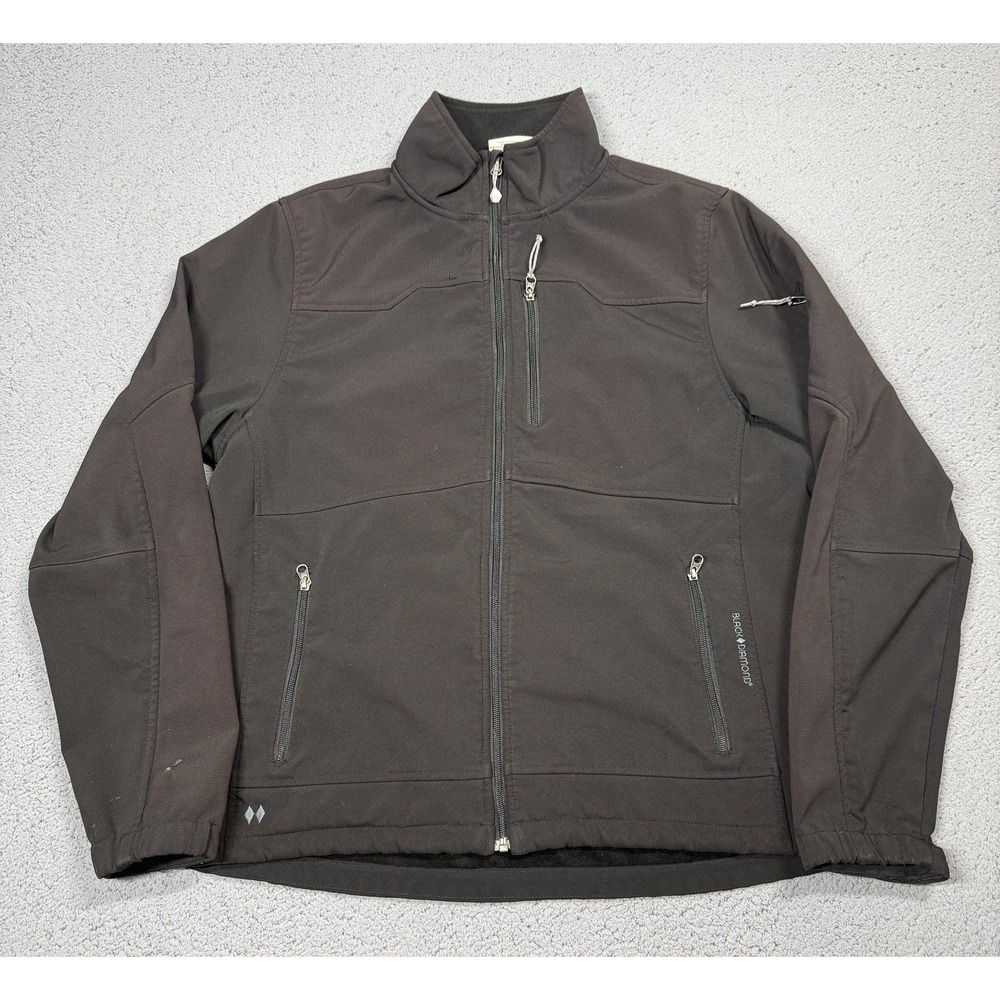 Black Diamond Double Diamond Jacket Mens Large Black Softshell Hiking Lined